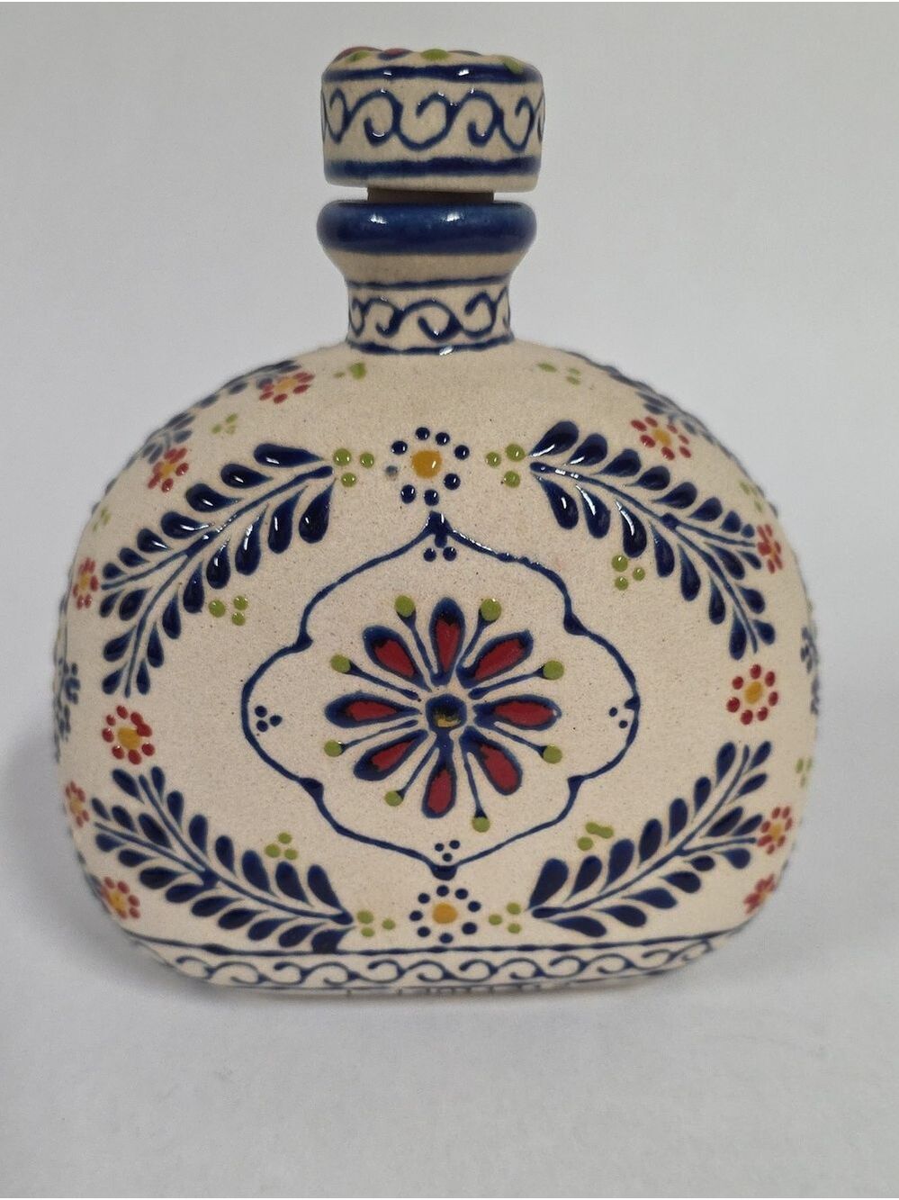 Resposado Tequila (Empty) Ceramic Talavera Bottle, Hand-Crafted, Hand-Painted
